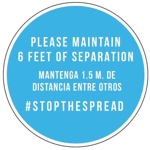 BarcodeFactory 18" Diameter Bilingual Social Distancing Stickers 18DIAFLOOR-SP