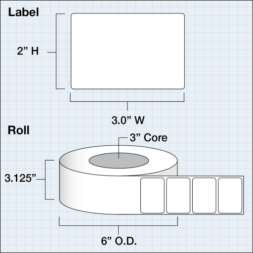 Primera 3x2 Polypropylene Inkjet Label [Perforated] 075991