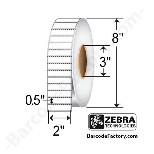 Zebra Z-Ultimate 4000T 2x0.5 Polyester TT Label [Ultra Aggressive, Perforated] 10011707