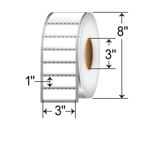 Zebra PolyPro 3000T 3x1 Polypropylene TT Label [Perforated] 10011990