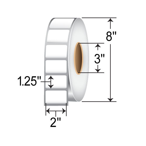 Zebra 8000D 2x1.25  DT Label [Premium Top Coated, Perforated, Cerner Certified] 10025472