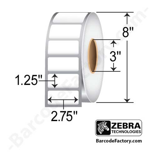 Zebra 2.75x1.25 TT Polyester Label [Non-Perforated] 10011701