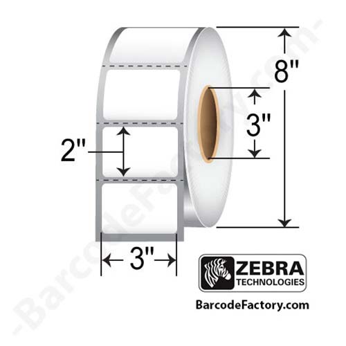 Zebra Z-Ultimate 3000T 3x2 Polyester TT Label [Perforated] 10011703-ROLL