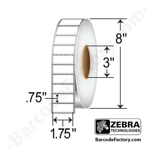 Zebra Z-Ultimate 3000T 1.75x0.75 Polyester TT Label [Perforated] 10011694
