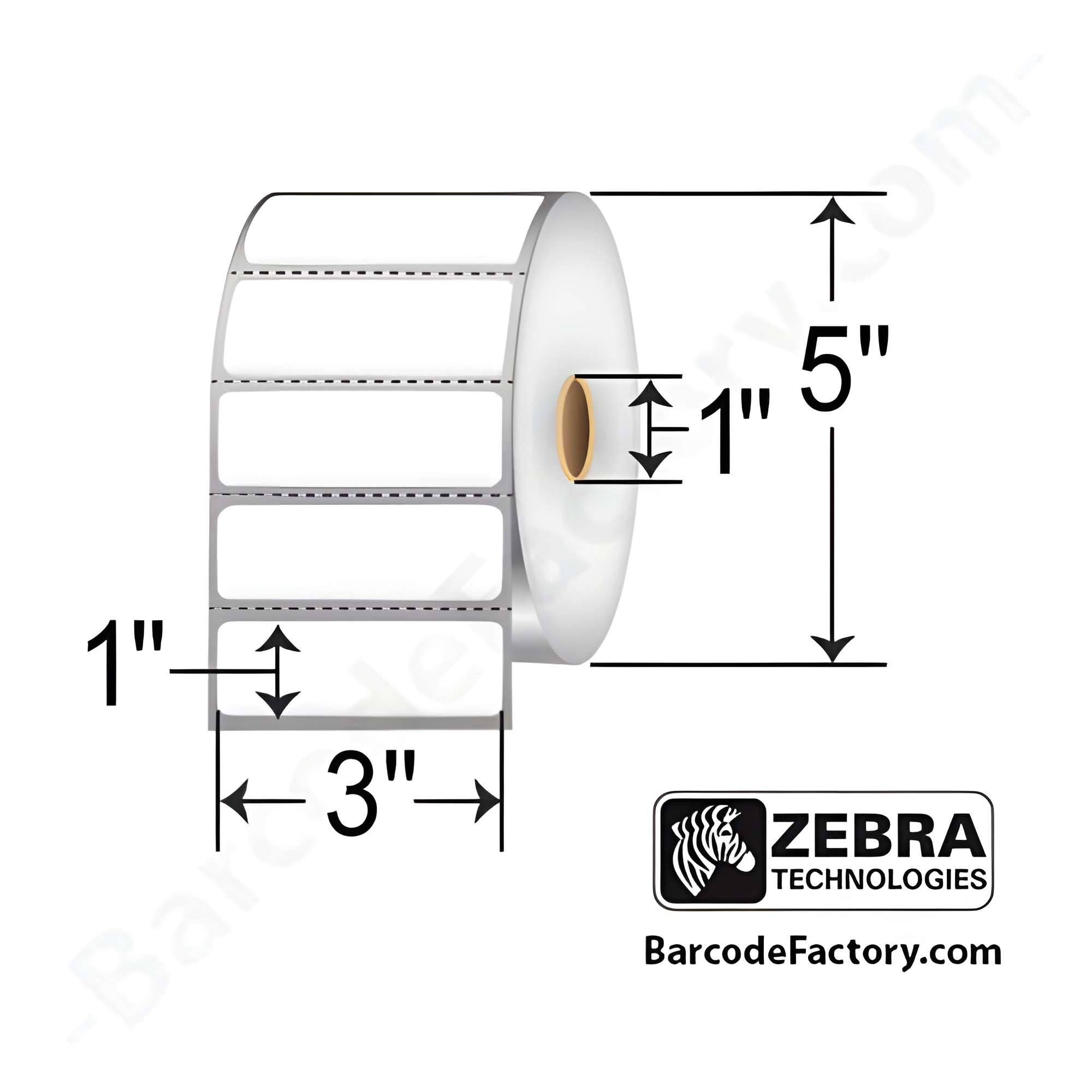 Zebra PolyPro 3000T 3x1 Polypropylene TT Label [Perforated] 18924-EA