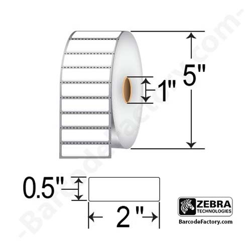 Zebra PolyPro 3000T 2x0.5 Polypropylene TT Label [Perforated] 18928