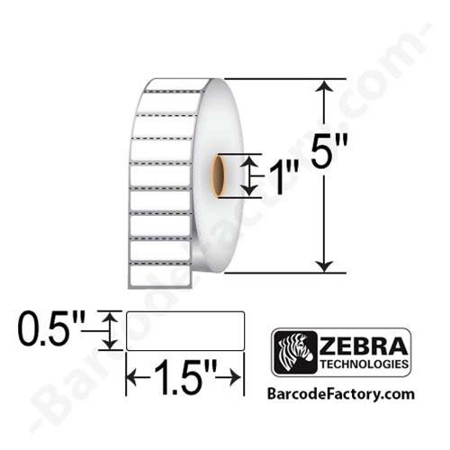 Zebra PolyPro 3000T 1.5x0.5 Polypropylene TT Label [Perforated] 18930