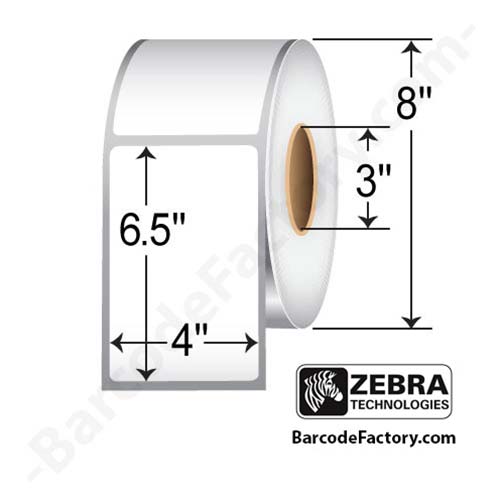 Zebra Z-Perform 2000D 4x6.5  DT Label [Premium Top Coated, Perforated] 10000289