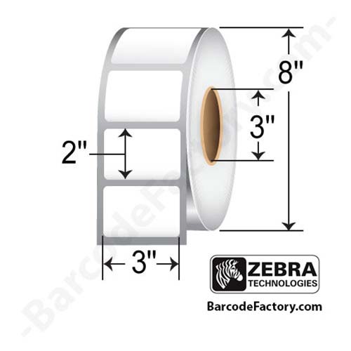 Zebra Z-Perform 2000D 3x2  DT Label [Premium Top Coated, Perforated] 10000295