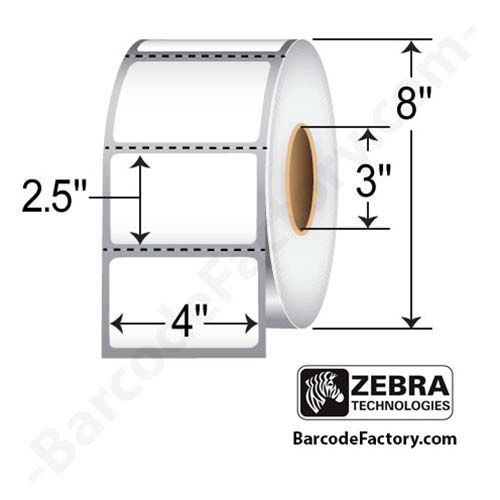 Zebra Z-Ultimate 4000T 4x2.5 Polyester TT Label [Ultra Aggressive, Perforated] 10002627