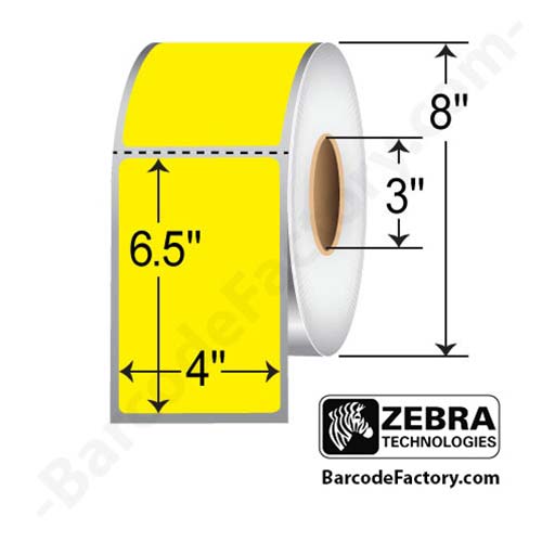Zebra Z-Perform 2000T 4x6.5  TT Label [Perforated, Yellow] 10005725-1
