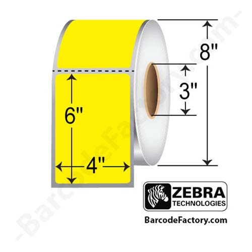 Zebra Z-Perform 2000T 4x6  TT Label [Perforated, Yellow] 10006208-1