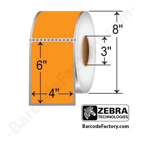 Zebra Z-Perform 2000T 4x6  TT Label [Perforated, Orange] 10006208-4