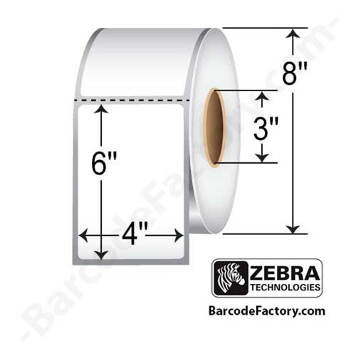 Zebra PolyPro 4000T 4x6 PolyKim/Kimdura TT Label [Perforated] 10008530