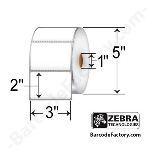 Zebra 10009529 Label Paper 4" x 2" Thermal Transfer Z-Select 4000T 1370/Roll 