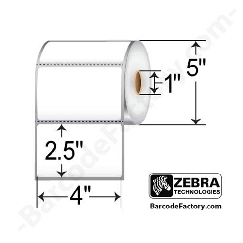 Zebra Z-Select 4000D 4x2.5  DT Label [Premium Top Coated, Perforated] 10010048