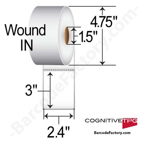 Cognitive 2.4 x 3 Direct Thermal Paper Label 03-02-1521