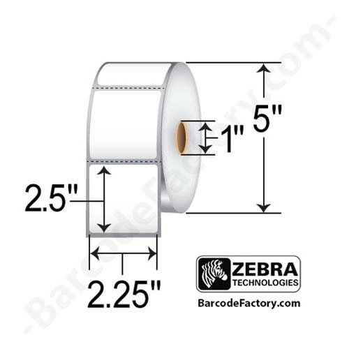 Zebra Z-Select 4000D 2.25x2.5  DT Label [Premium Top Coated, Perforated] 10010041