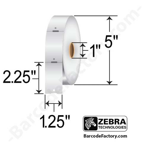 Zebra Z-Select 4000D 1.25x2.25 DT Tag [Perforated, Notched, Punch Hole] 10010053