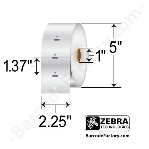 Zebra Z-Select 4000D 2.25x1.37 DT Tag [Perforated, Notched, Punch Hole] 10010054-EA