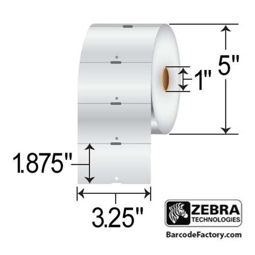 Zebra 3.25x1.875 Direct Thermal Tag [Perforated, Notch] 10010055