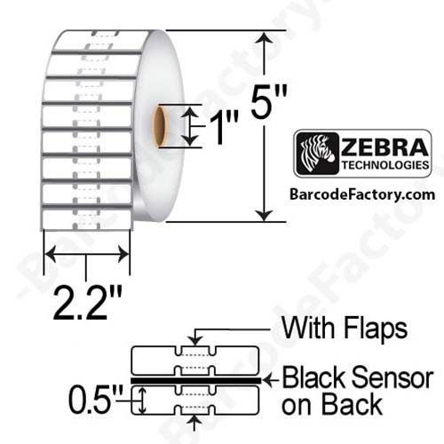 Zebra 2.20 x 0.50 Direct Thermal Labels - 8000D Jewelry (Jewelry Butterfly  Label w/o flaps) - 1 Core Rolls - 21060 Labels