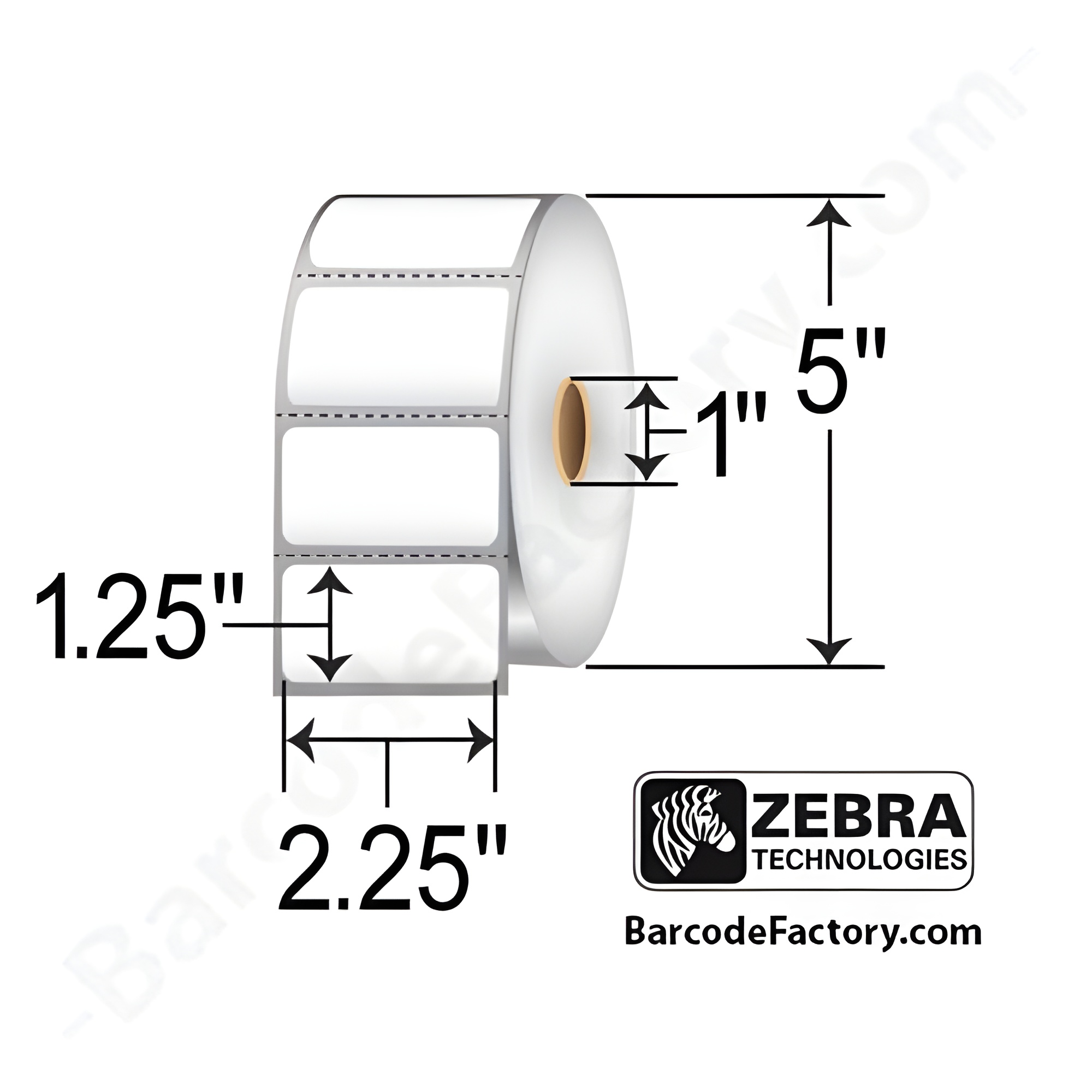 Zebra 2.25x1.25 Polypropylene DT Label [Perforated] 10010063-EA