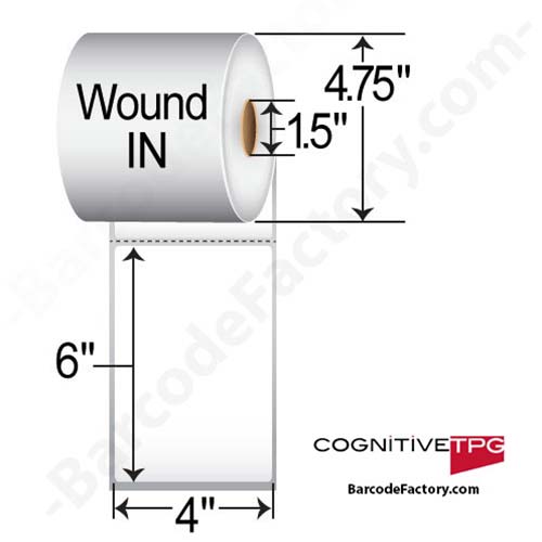 Cognitive 4 x 6 Direct Thermal Paper Label - Perforated 03-02-1827