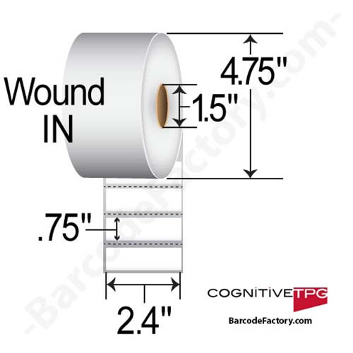 CognitiveTPG Cognitive  2.4x0.75 Polypropylene DT Label [Perforated, Wound-In] 03-89-1002