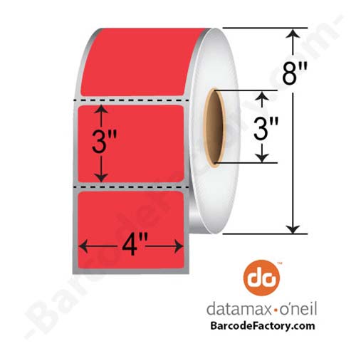 Honeywell 4x3 Duratran TT Label [Perforated, Fluorescent Red] 420985-FRD