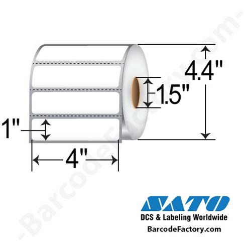 SATO 4 x 1 Thermal Transfer Paper Label - Perforated 55S001011