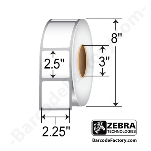 Zebra 2.25x2.5 DT Label [Non-Perforated] 72277-EA