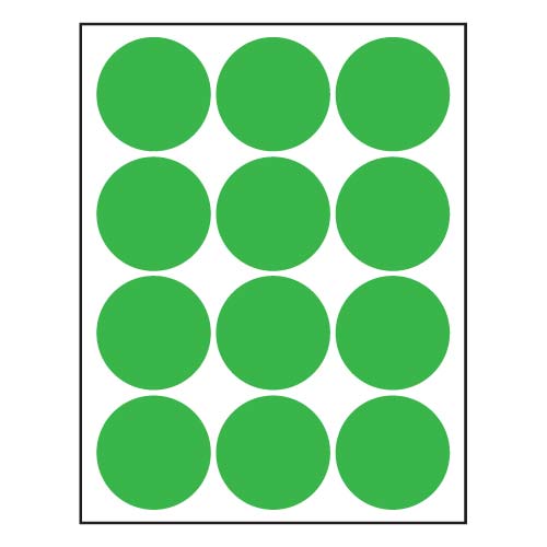BarcodeFactory 2.5-inch Circle Laser Sheet RL-25-CIR-12-G