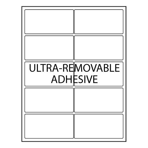 BarcodeFactory 4 x 2 Laser Label Sheet - Ultra Removable Adhesive BAR-RL-4-2-10-UR
