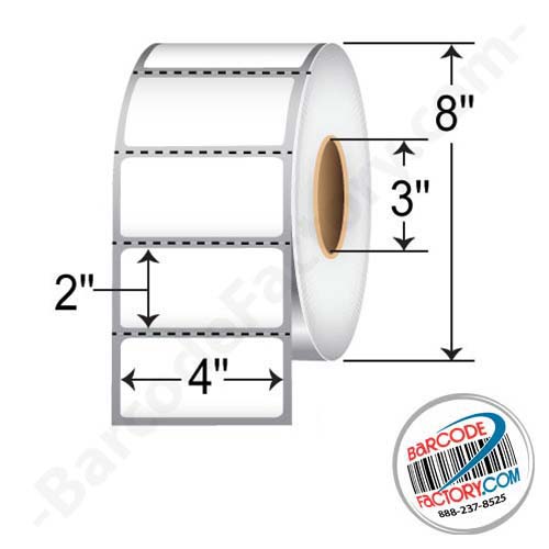 Barcodefactory 4 X 2 Premium Non Top-Coated Direct Thermal Paper Label - Perforated DOP400200P1P38F-ROLL