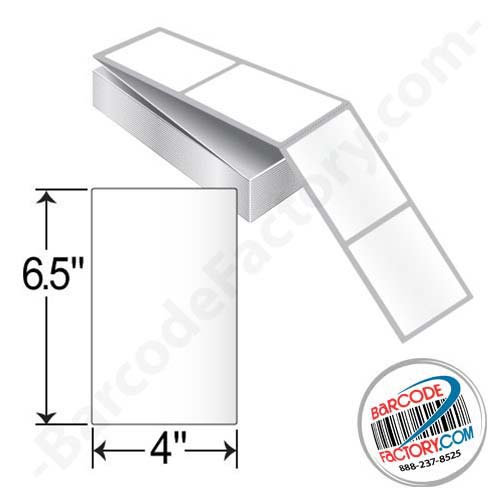 Barcodefactory 4x6.5  DT Label [Fanfold, Perforated] BAR-DT-4-65-FF