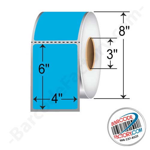 Barcodefactory 4x6  TT Label [Perforated, Fluorescent Blue] 640102