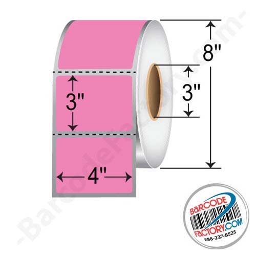 Barcodefactory 4x3  TT Label [Perforated, Fluorescent Pink] FPP400300P1P38F
