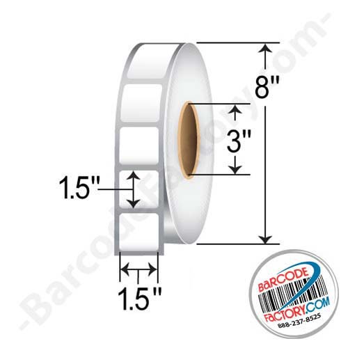 Barcodefactory 1.5x1.5  DT Label [Premium Top Coated, Perforated] RD-15-15-3600-3