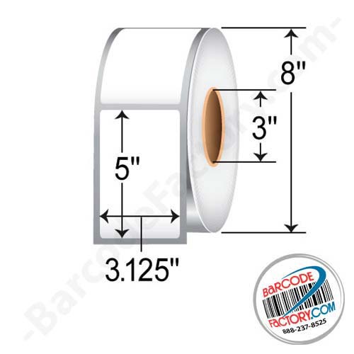 Barcodefactory 3.125 x 5 Direct Thermal Paper Label RD-3125-5-1200-3