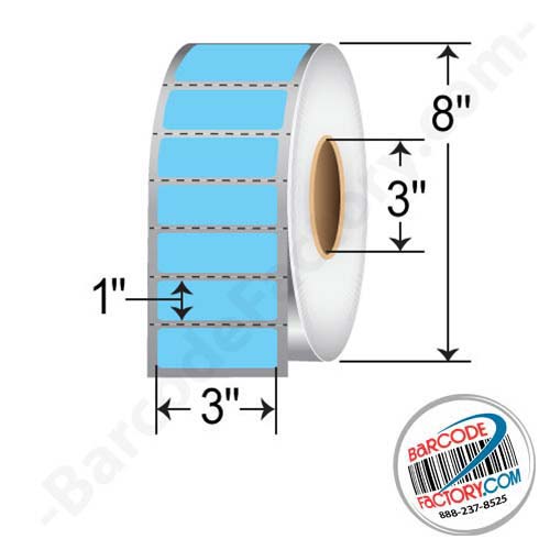 Barcodefactory 3x1  TT Label [Perforated, Blue] RFC-3-1-5500-BL