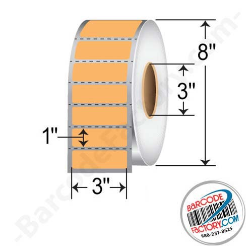 Barcodefactory 3x1  DT Label [Perforated, Orange] RD-3-1-5500-OR