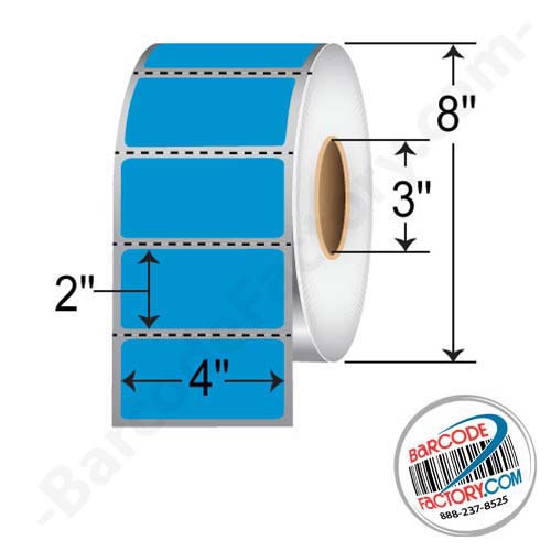 Barcodefactory 4x2  TT Label [Perforated, Blue] RFC-4-2-2900-BL