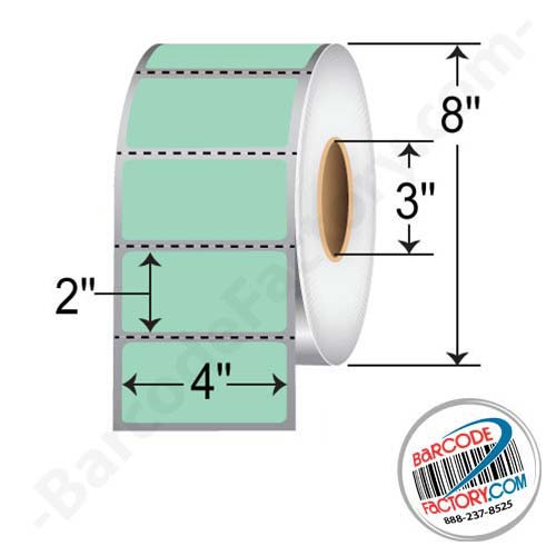 Barcodefactory 4x2  DT Label [Perforated, Green] RD-4-2-2900-GR
