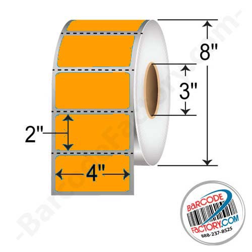 Barcodefactory 4x2  TT Label [Perforated, Orange] 640289