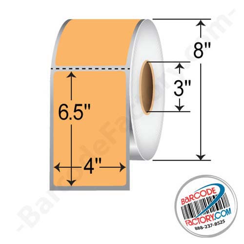 Barcodefactory 4x6.5  TT Label [Perforated, Orange] RFC-4-65-900-OR
