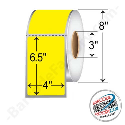 Barcodefactory 4x6.5  TT Label [Perforated, Yellow] RFC-4-65-900-YL