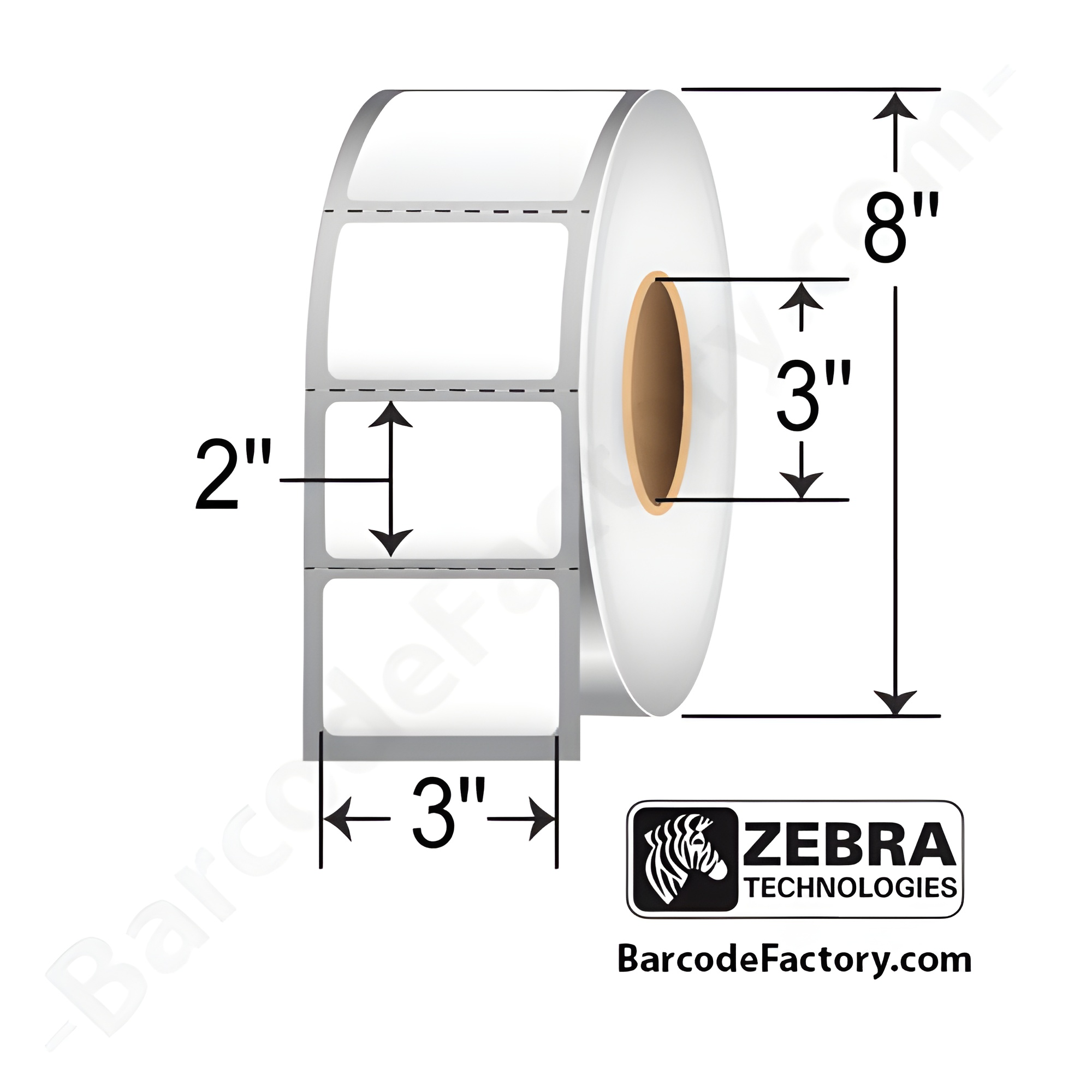 Zebra PolyPro 3000T 3x2 Polypropylene TT Label [Perforated] 10011991-EA