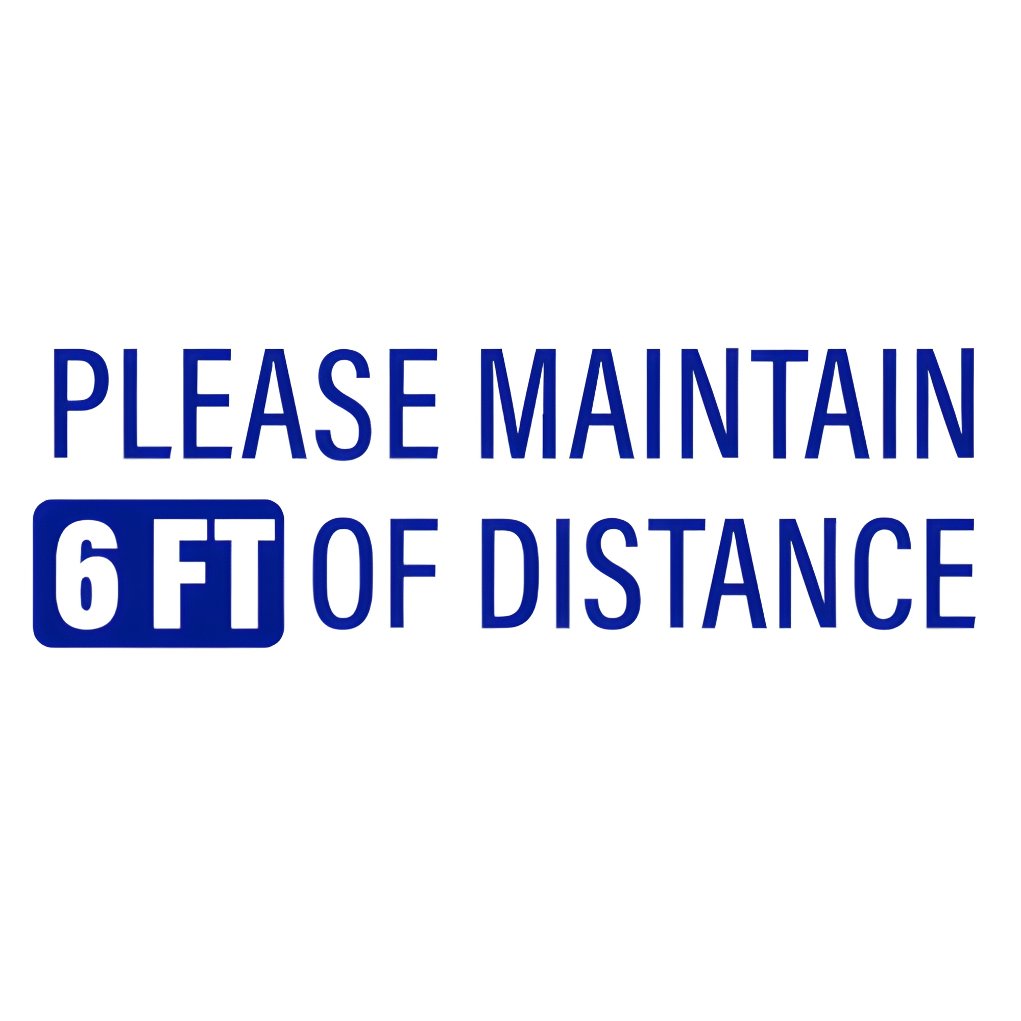 BarcodeFactory Blue Text Social Distancing Floor Tape 4FLOOR TAPE-03