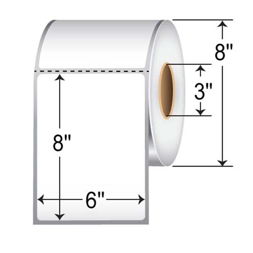 Barcodefactory 6x8  TT Label [Perforated] BAR-6X8-3-750P